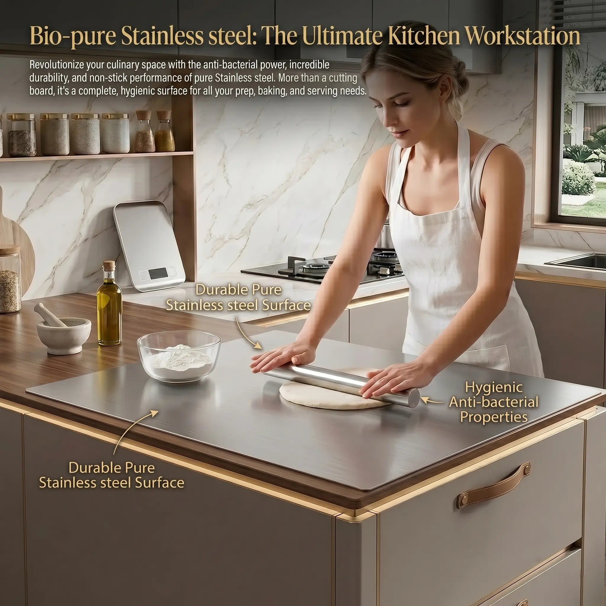 Stainless Steel Chopping Board, Non-Slip Kitchen Chopping Board, Kitchen Cutting Board, Kitchen Accessories, Household Kitchen Gadgets #Summervibes