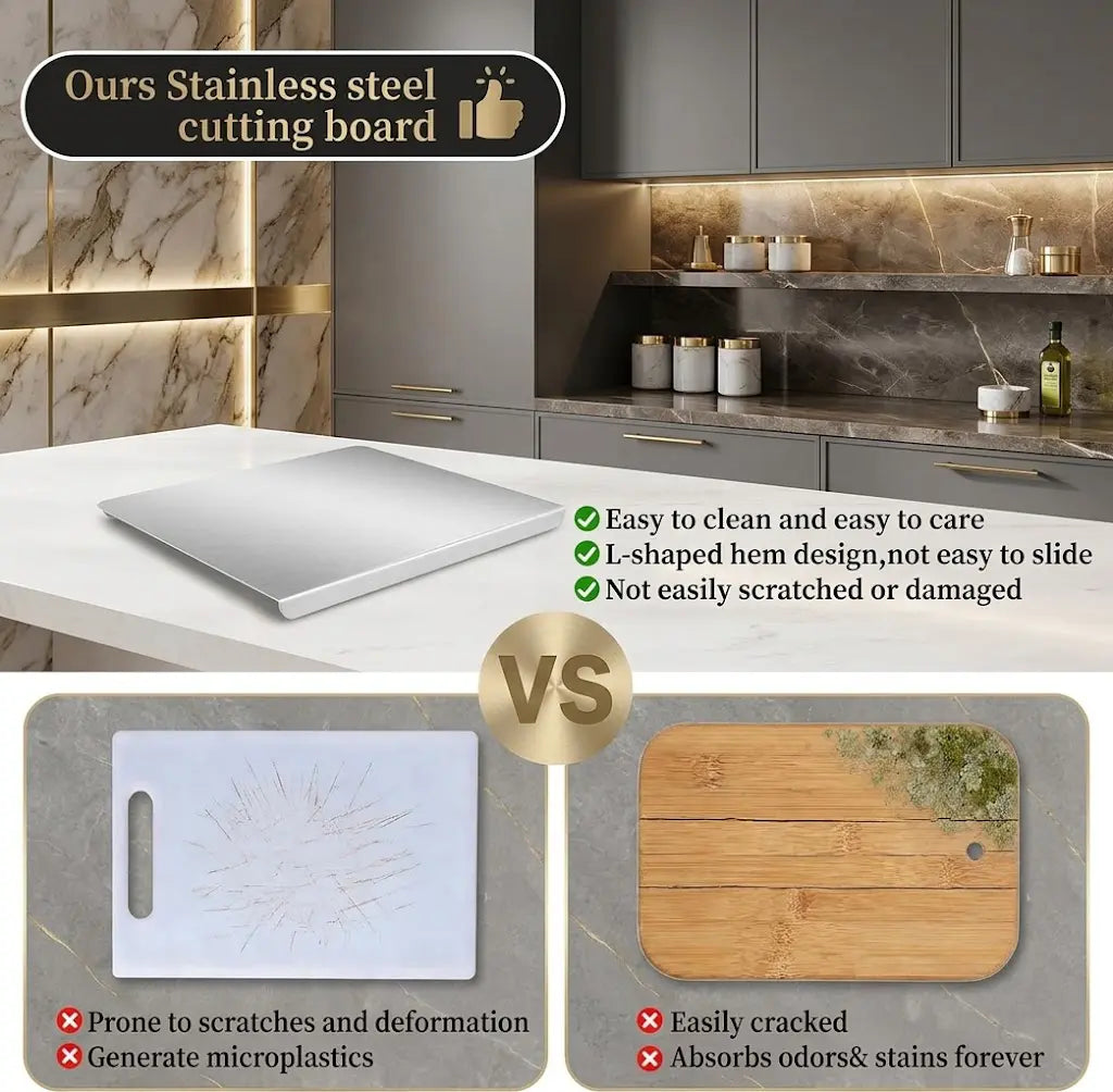 Stainless Steel Chopping Board, Non-Slip Kitchen Chopping Board, Kitchen Cutting Board, Kitchen Accessories, Household Kitchen Gadgets #Summervibes