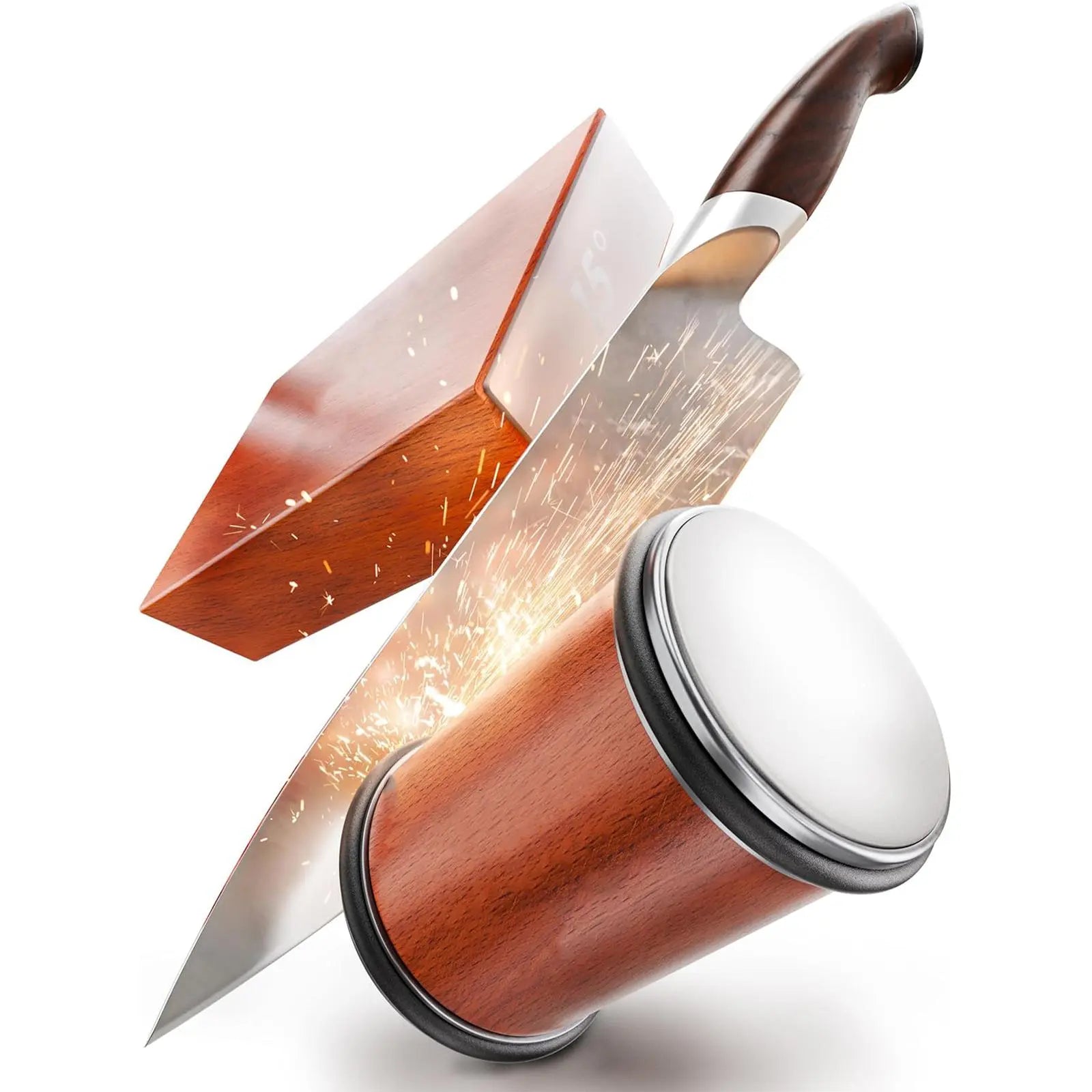 5-Sided Rolling Knife Sharpener with Fixed Disk - Practical Kitchen Tool Set