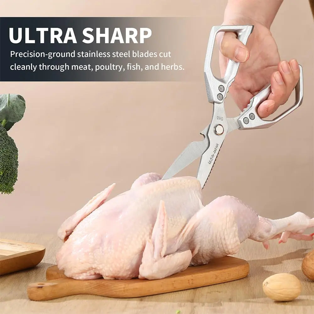 Rust-Proof Food-Grade Alloy Steel Kitchen Scissors - Heavy-Duty Multi-Use Cooking Prep Shears, Bacteria-Resistant, Sharp, Effortless - Ideal for Poultry, Meat, Fruits - Home Supplies Party Gift Option