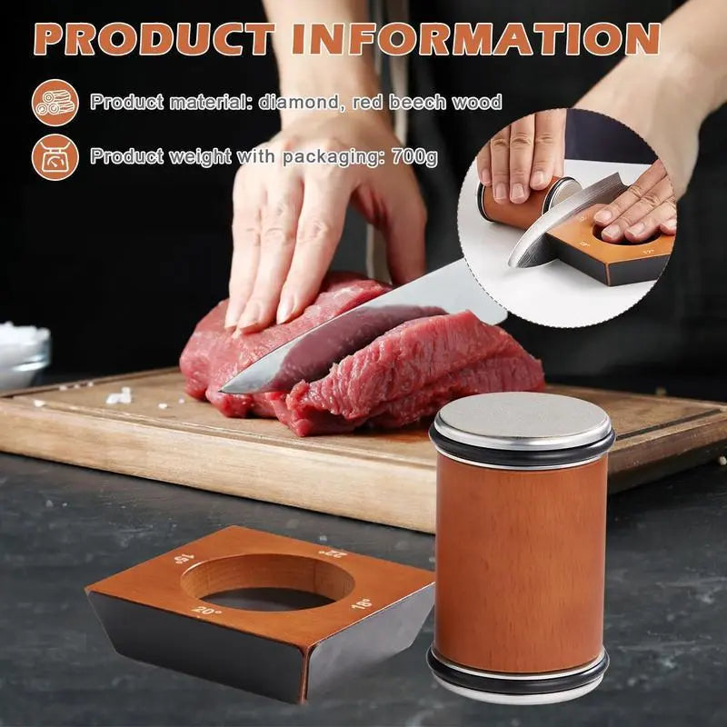 5-Sided Rolling Knife Sharpener with Fixed Disk - Practical Kitchen Tool Set