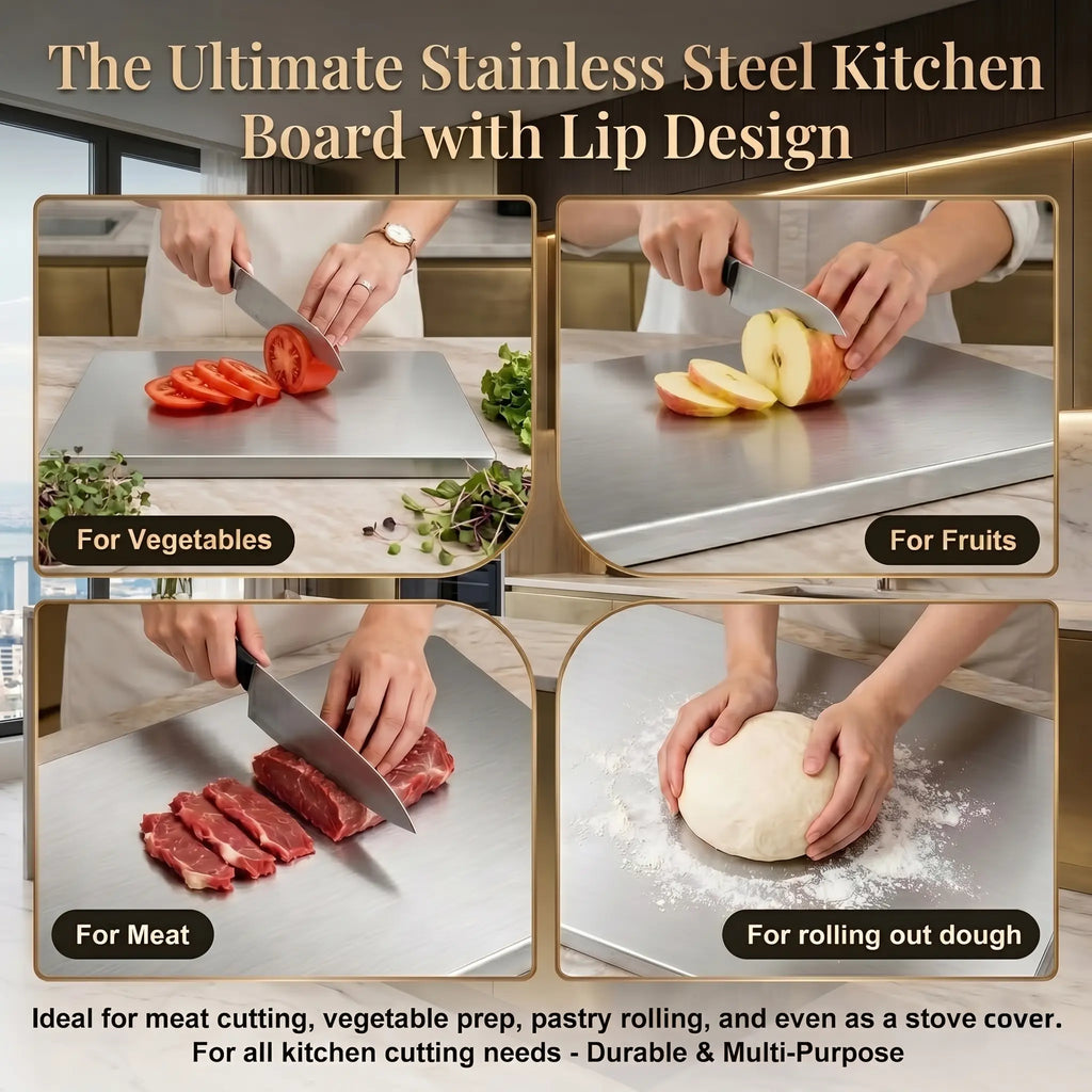 Stainless Steel Chopping Board, Non-Slip Kitchen Chopping Board, Kitchen Cutting Board, Kitchen Accessories, Household Kitchen Gadgets #Summervibes