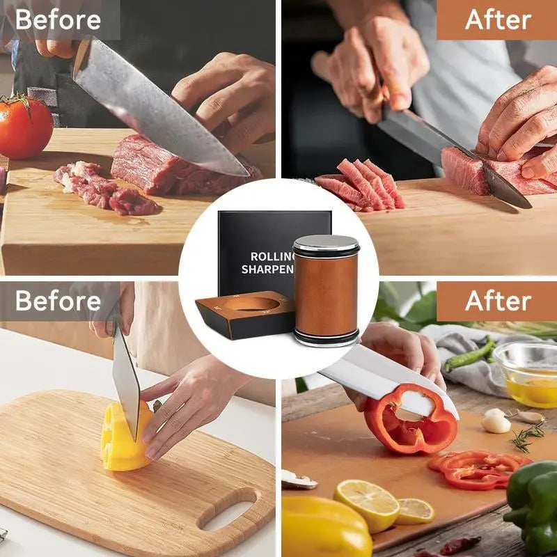 5-Sided Rolling Knife Sharpener with Fixed Disk - Practical Kitchen Tool Set