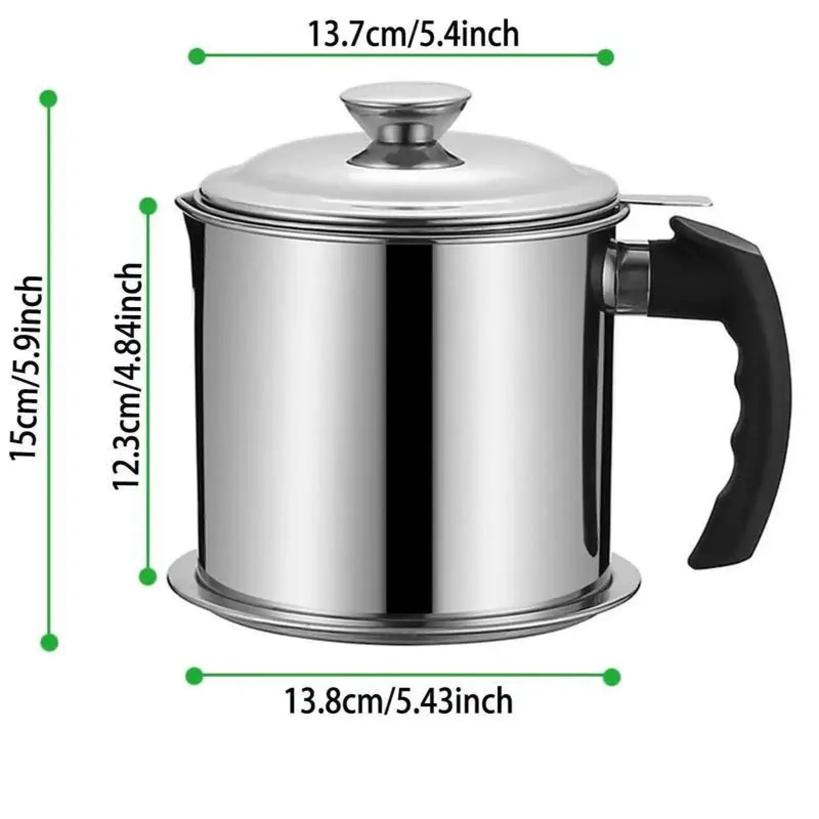 Modern Stainless Steel Oil Dispenser with Tray and Lid, Includes Filter, Ideal for Bacon Grease and Cooking Oil Storage, Kitchenware and Utensils
