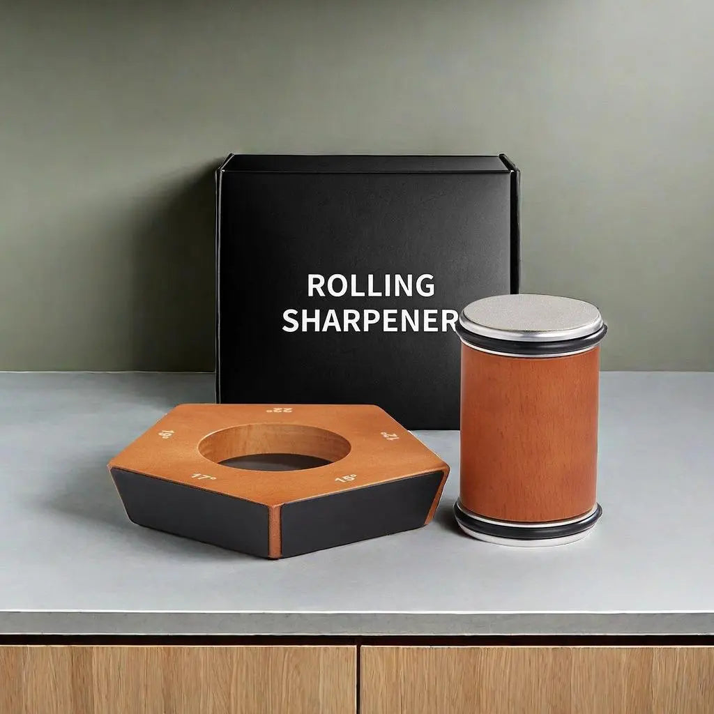 5-Sided Rolling Knife Sharpener with Fixed Disk - Practical Kitchen Tool Set